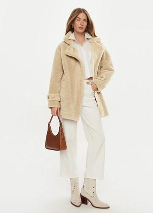 Элитная куртка шуба легкая женская guess белая шерпа пальто elisabetta шубка one size