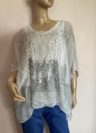 Итальянская бутиковая блузка оверсайз шелк на вискозной подкладке