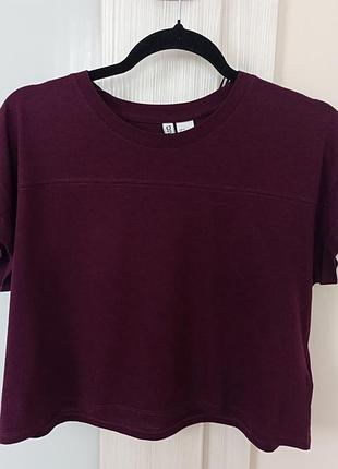 Бордова футболка оверсайз бренду h&m