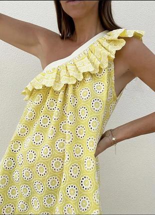 Новое дизайнерское платье миди на одно плечо из прошвы vita grace 100% коттон