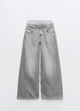 Джинси zara з поясом у стилі трусів-боксерів,розмір 40