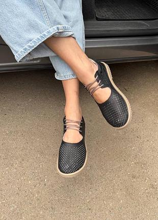 Літні жіночі мокасини натуральна шкіра перфорація