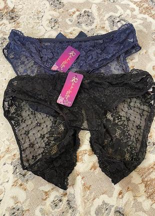 Набір трусиків сині/чорні з доступом з мереживом 🔥