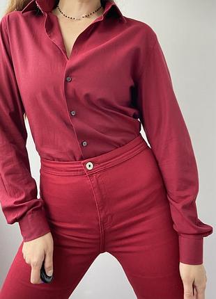 Базова червона сорочка/рубашка від c&a у бордовому кольорі, розмір m