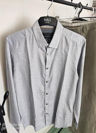 Мужская рубашка лен и коттон