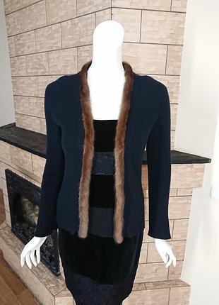 Кардиган aida barni, 100% кашемир, отделка из натурального меха, открытая передняя часть размер s-m