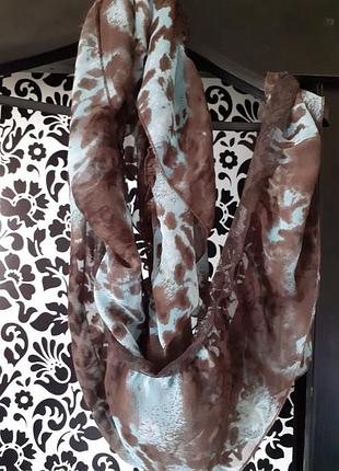 Шарфик в стиле бохо леопард с гипюром.