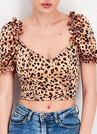 Атласный топ женский леопардовый