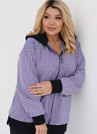 Куртка-бомбер женская гусина лапка шерсть батал 58-60 sin1534-846rмо