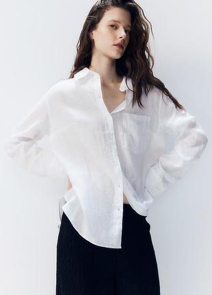 H&m лляна сорочка рубашка 100% льон