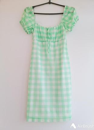 Сукня салатова біла сіточка міні