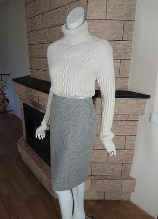 Прямая юбка из шерсти меланж серого цвета givenchy boutiques paris l-xl франция