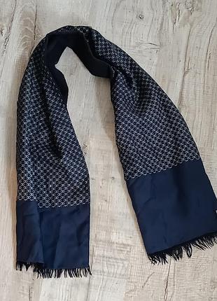 Винтажный шарф hermes, шелковый и кашемировый синий шарф темно-синий