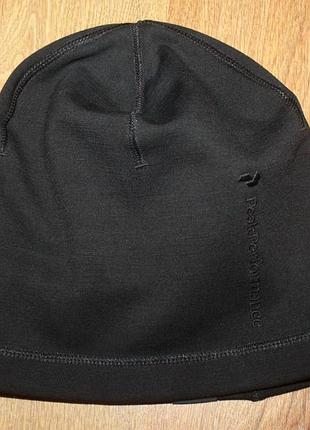 Шапка мужская черная бини спортивная трекинговая peak performance wool l-xl
