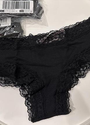 Хлопкові бавовняні трусики чікстери з мереживом victoria’s secret