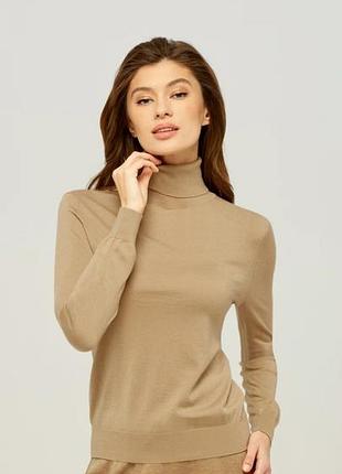 Гольф, светр, жіночий, бежевого кольору, розмір 42,  у складі натуральна шерсть, мерінос