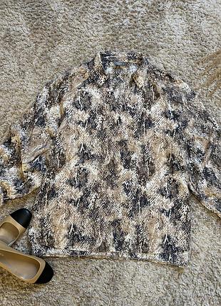 Натуральная блузка с принтом блуза с объемными рукавами сорочка