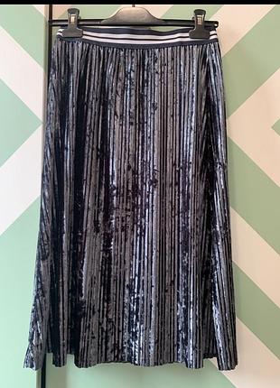 Велюрова  міді спідниця плісе colin’s , xs_s