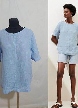 Льняная блуза в полоску pure linen m&s collection