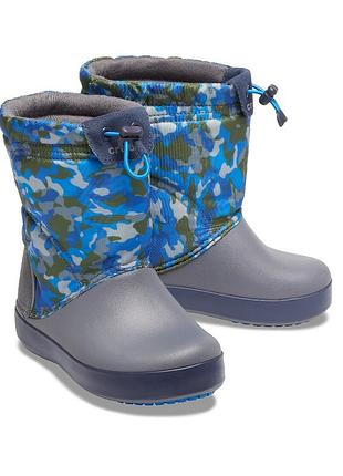 Детские сапоги crocs crocband lodgepoint graphic snow boots, 100% оригинал