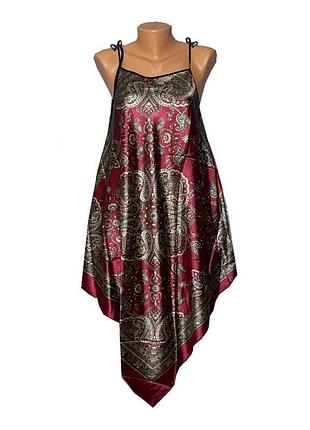 Шелковый сарафан платок на бретельках