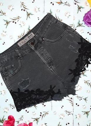 🎁1+1=3 круті джинсові шорти з мереживом denim co оригінал, розмір 42 - 44