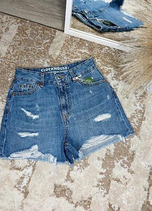 Джинсовые шорты с высокой посадкой. размер хс. новые.
