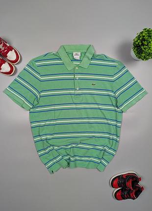 Lacoste мужская оригинальная винтажная поло футболка в полоску размер m/l