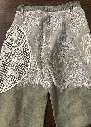 Джинси з мереживом  джинсы с кружевной юбкой баска