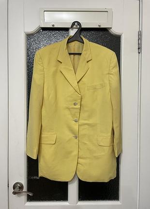 Вовняний яскравий жовтий лимонний жакет, піджак