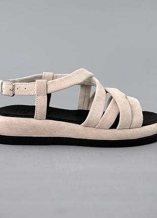 Сандалі шкіра замша бежеві літо 591994