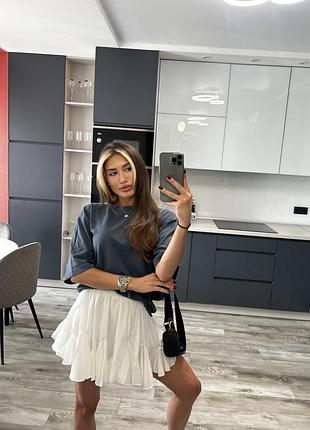 Спідниця біла шортиками підклад