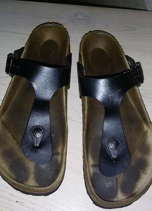 Birkenstock - кожаные шлепанцы,черные,р.37 1/2 (24 см)