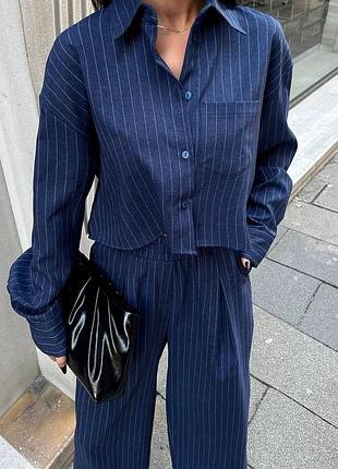 Хлопковый костюм брючный в полоску/ поломку/костюм рубашка брюки