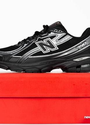 Мужские кроссовки new balance 740 black silver, кожа текстиль сетка, весна-лето, размер 41-46