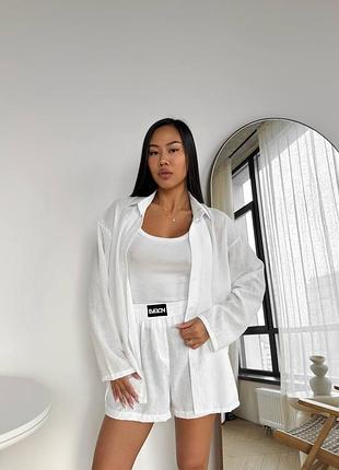 Рубашка и шорты женский льняной костюм sh-281