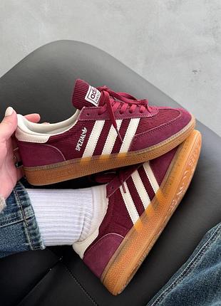 Кроссовки женские adidas spezial, бордовые замшевые с вельветом кеды адидас