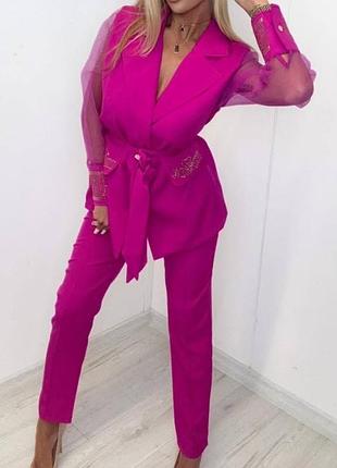 Мега стильный костюм с пиджаком,фуксия турция люкс качество.