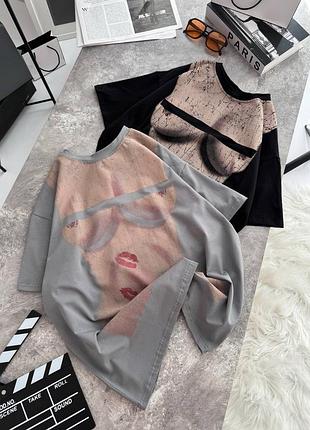 Футболка з принтом оголеного тіла 💫😻