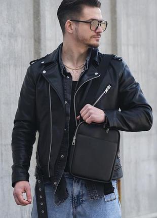 Кожаная сумка мессенджер without metal сrocodile black (8049544)