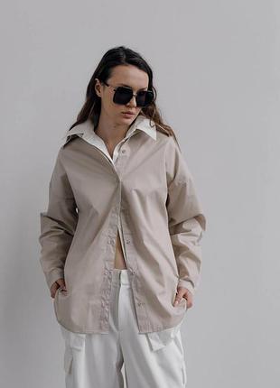 Сорочка котонова бежевого кольору вільного крою
