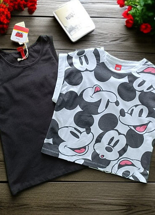 Комплект на девочку черная майка+футболка микки маус