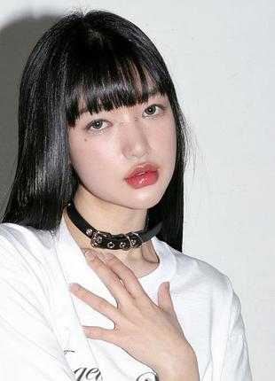 Тонкий вузький чокер з пряжкою , чокер з металевими елементами в стилі gothic punk opium witchcore