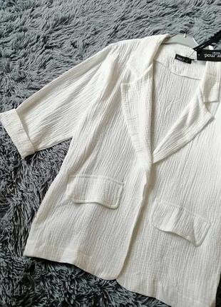 Летний пиджак блейзер из натурального каттона муслин укороченный рукав