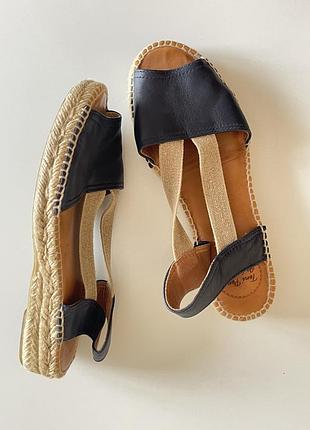 Шкіряні босоніжки еспадрильї натуральна шкіра плетена підошва