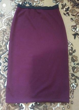 Юбка карандаш, миди, бордо.