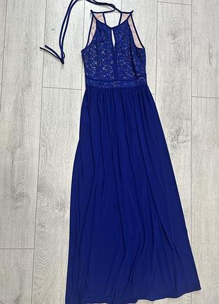 Довга вечірня сукня,плаття синього кольору