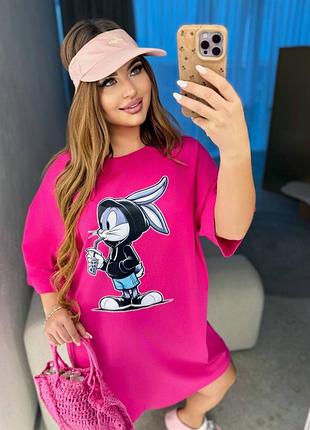 Сукня футболка оверсайз малинова