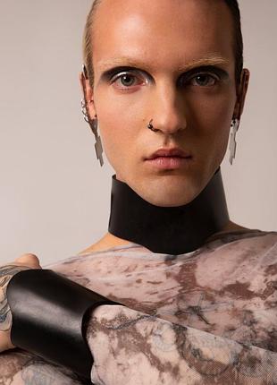 Чокер  колье + браслети шкіряні прикраси  в стилі gothic, alt, avantgarde, boho,  minimalism
