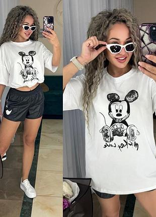 Женская белая футболка с микки маусом | 7170